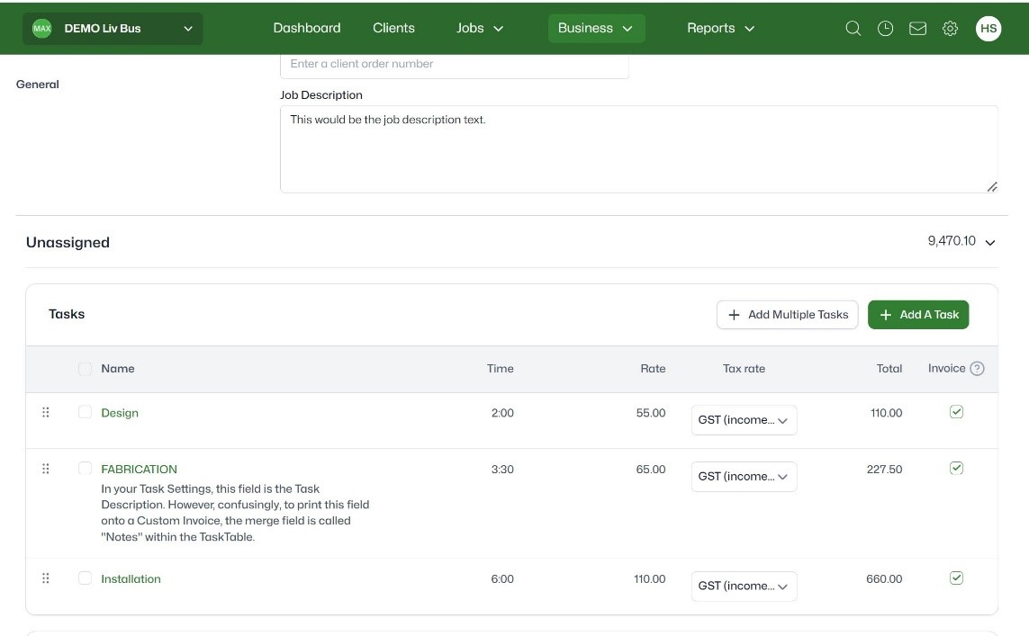 WorkfowMax Organisation Settings - Timesheets None