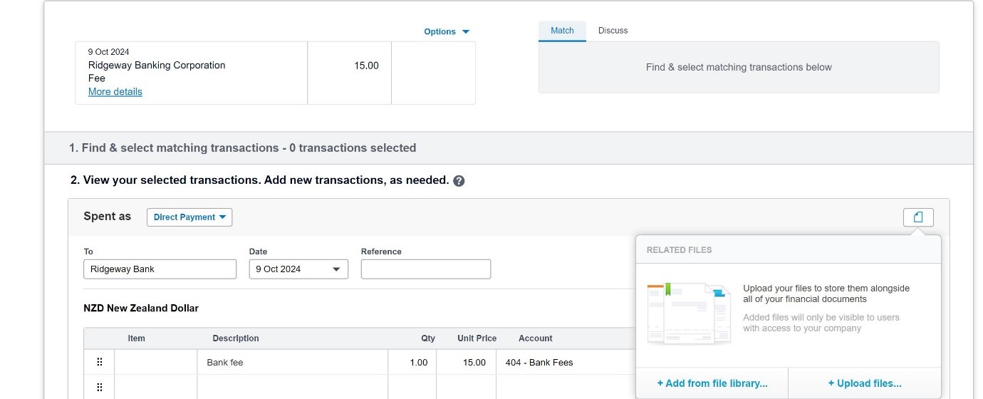 Xero Spend Money - Add Details when Reconciling