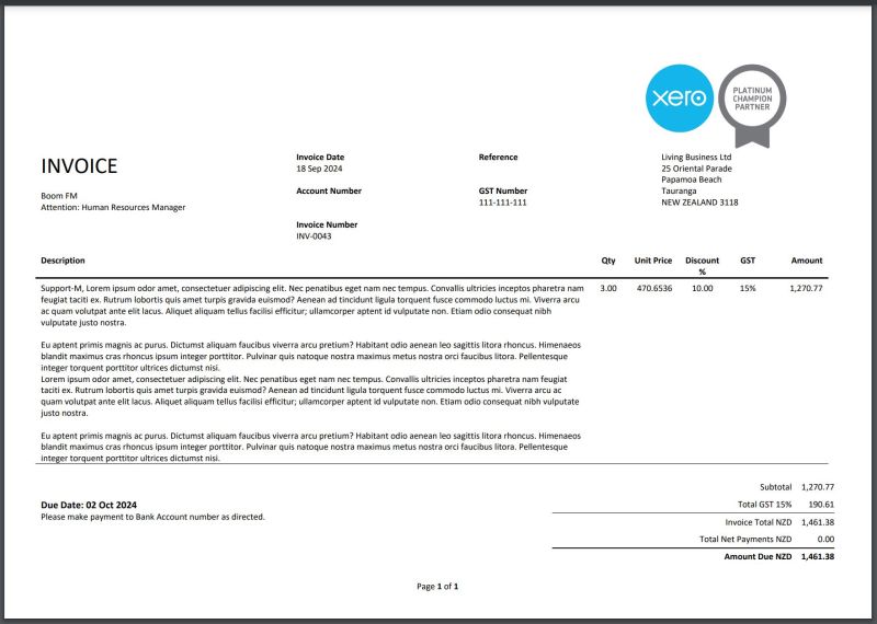 Landscape   Invoice  Full Page